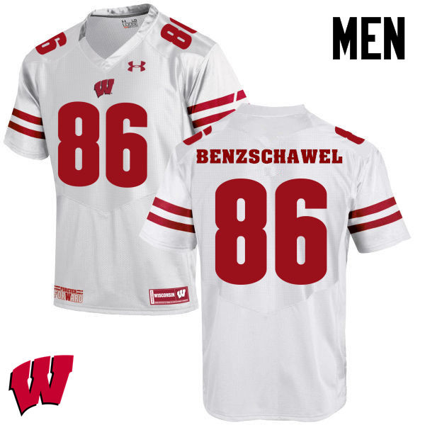 Wisconsin Badgers Men's #86 Luke Benzschawel NCAA Under Armour Authentic White College Stitched Football Jersey GZ40O18ID